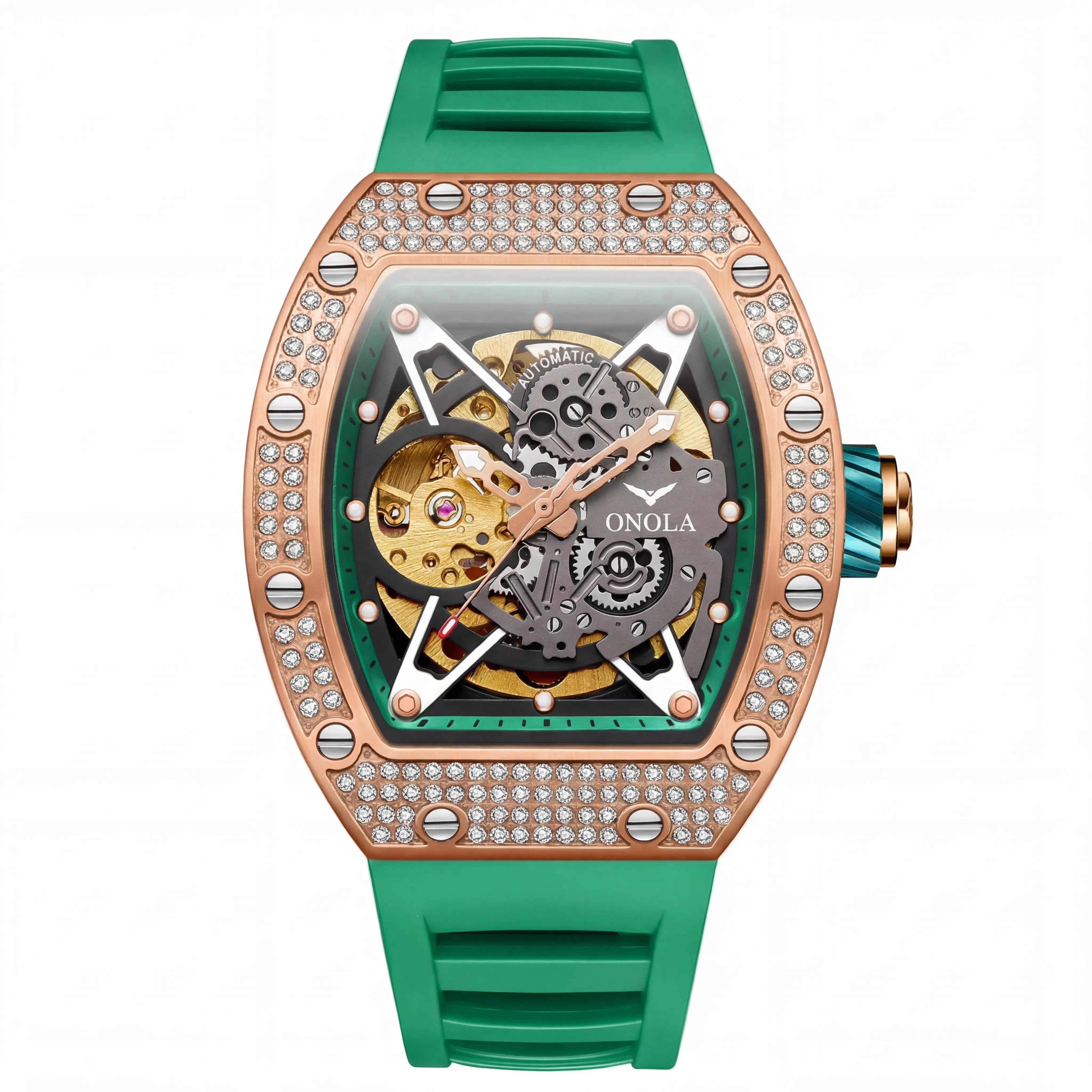 Bellaro Blizzard Luxe | Rose Gold Emerald Skeleton